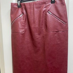 Burgundy Faux Leather Skirt